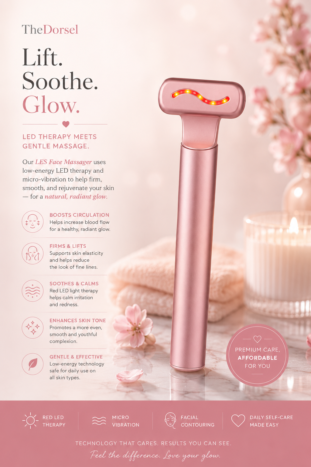4 in 1 LED Eye & Face Massager Skin Firming Beauty Therapy Wand with Vibration Technology