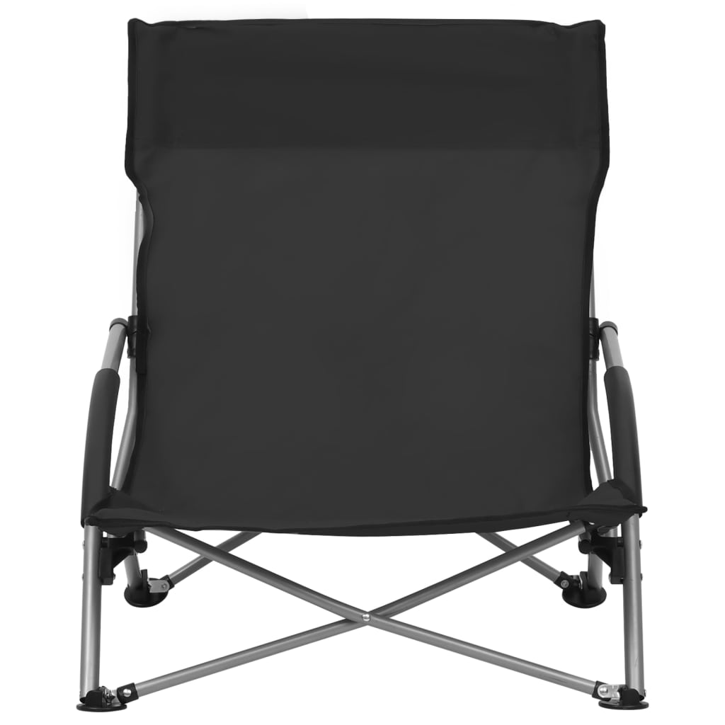 NNEVL Folding Beach Chairs 2 pcs Black Fabric