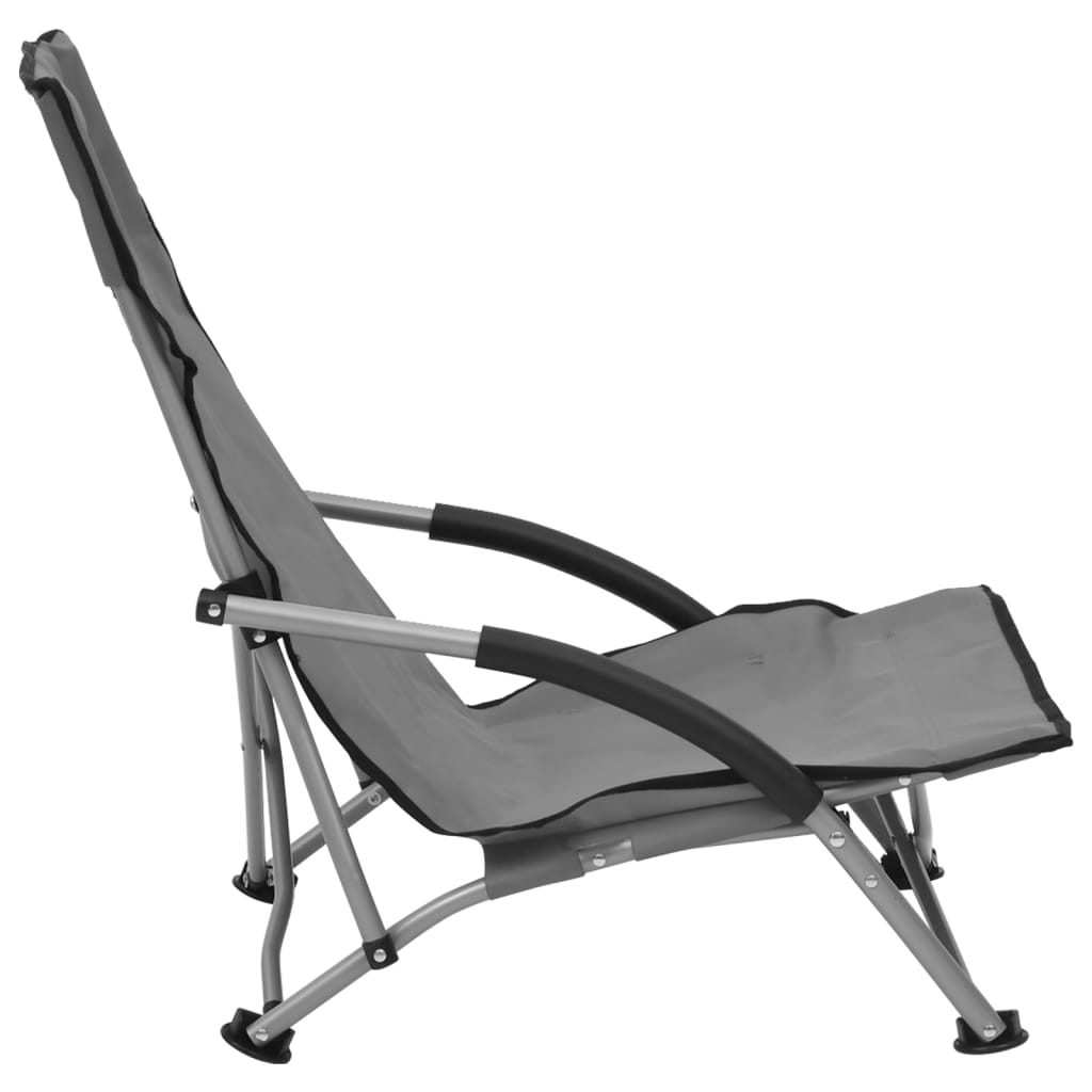 NNEVL Folding Beach Chairs 2 pcs Grey Fabric