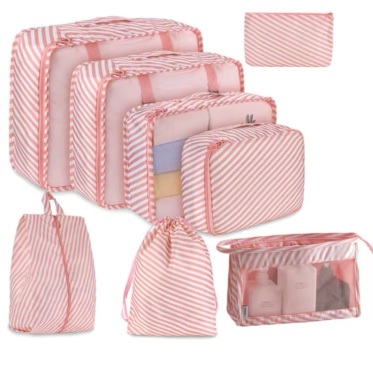 8-Piece Travel Organizer Set - Mesh Panels for Visibility and Ventilation, Separate Shoe Storage, Dedicated Undergarment Organizer