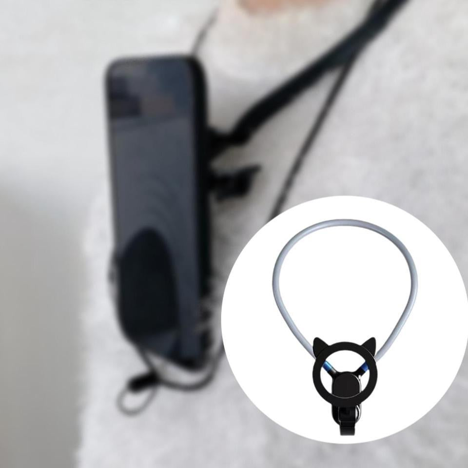 MagSafe-Compatible Foldable Cellphone Neck Holder with Phone Cases, Hands-Free Phone Accessory - Adjustable POV Chest Mount, Desk Stand for Landscape Video Recording Grip