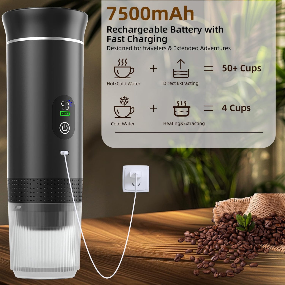 DS PULSE 4-in-1 Portable Espresso Maker - K-Cup, Nespresso Original, Dolce Gusto & Ground Coffee Compatible - Travel Case & Stand Included
