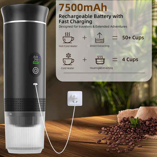 DS PULSE 4-in-1 Portable Espresso Maker - K-Cup, Nespresso Original, Dolce Gusto & Ground Coffee Compatible - Travel Case & Stand Included
