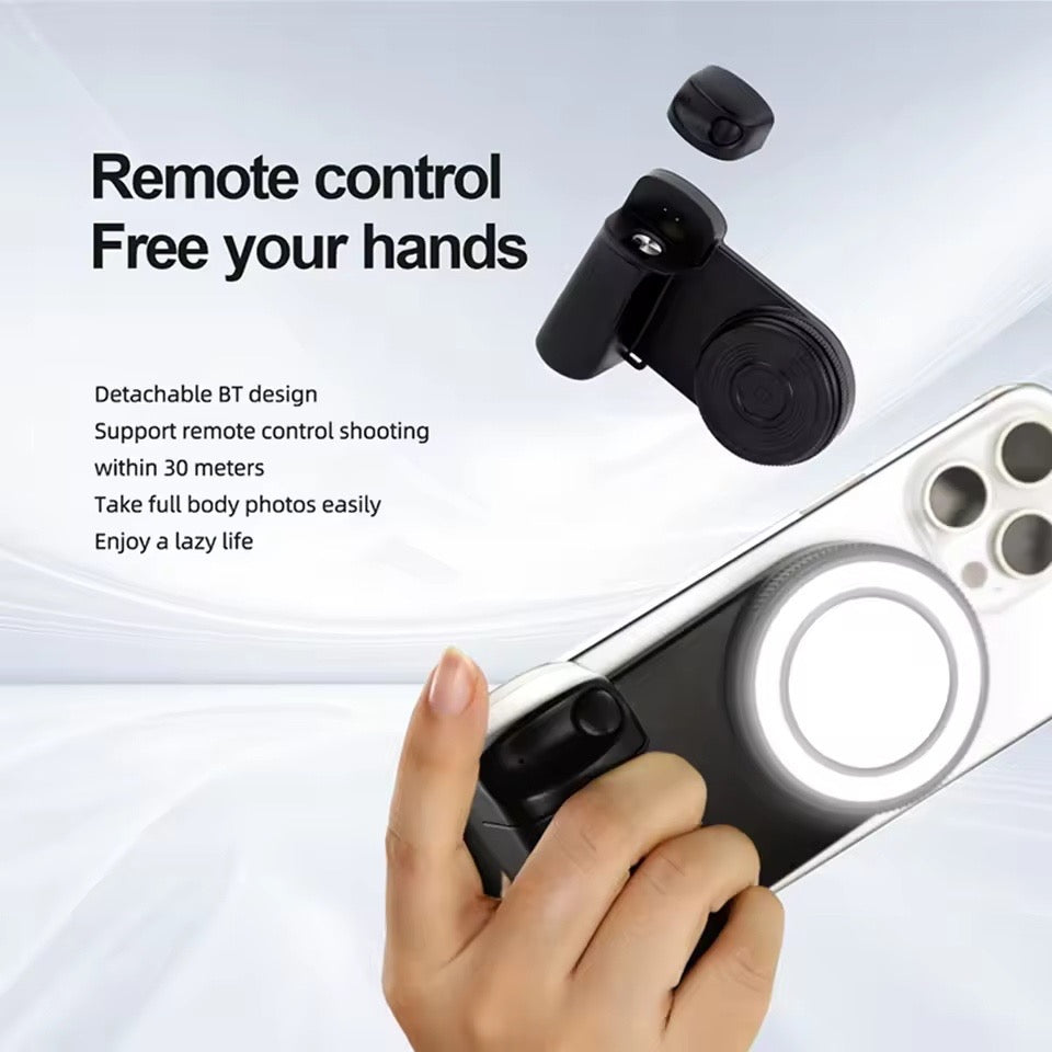 SNAP PRO Magnetic Camera Grip - 360° Adjust Camera Stabilization Support, Compact Fill Light, Bluetooth Remote Shutter for Phone Photography & Photographers