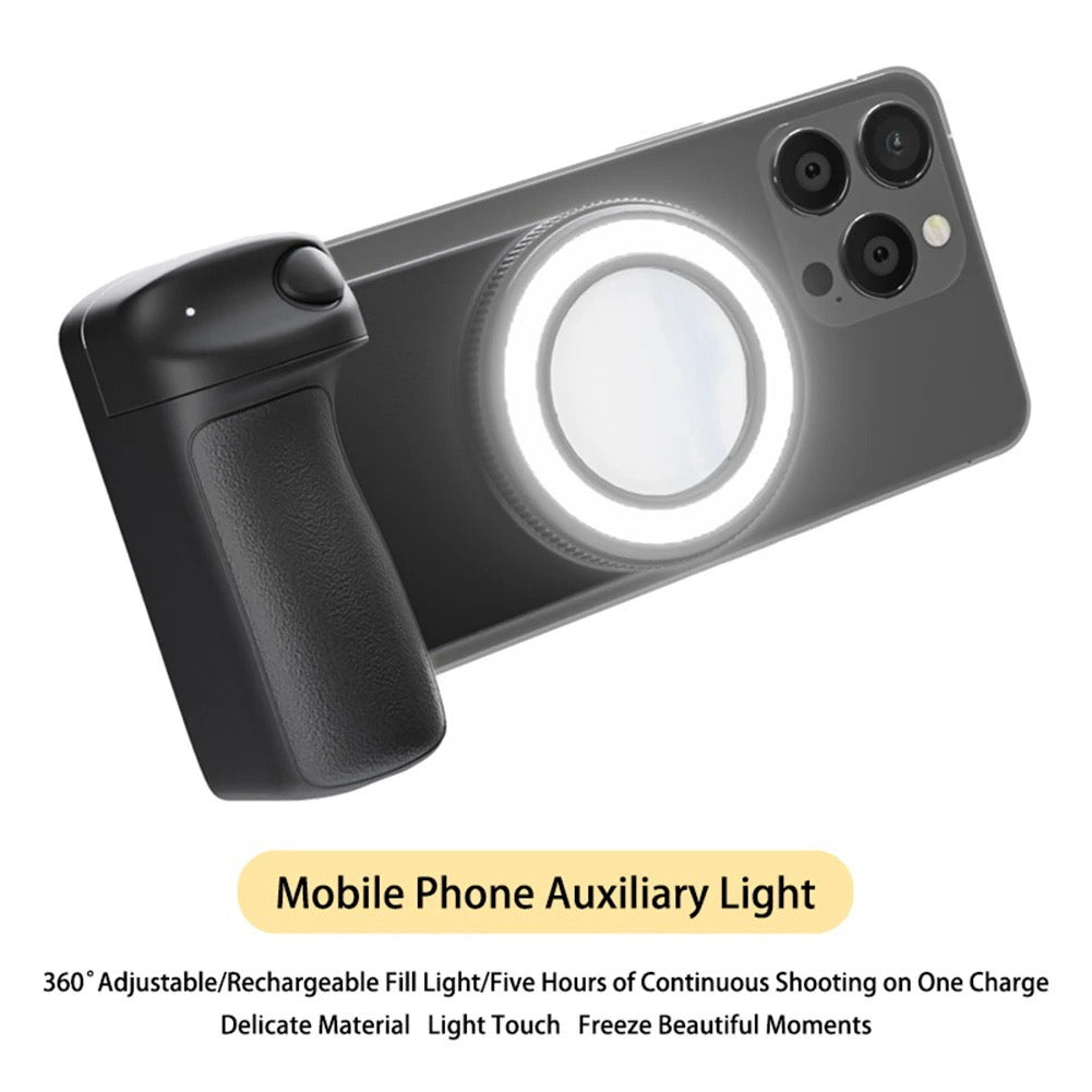 SNAP PRO Magnetic Camera Grip - 360° Adjust Camera Stabilization Support, Compact Fill Light, Bluetooth Remote Shutter for Phone Photography & Photographers