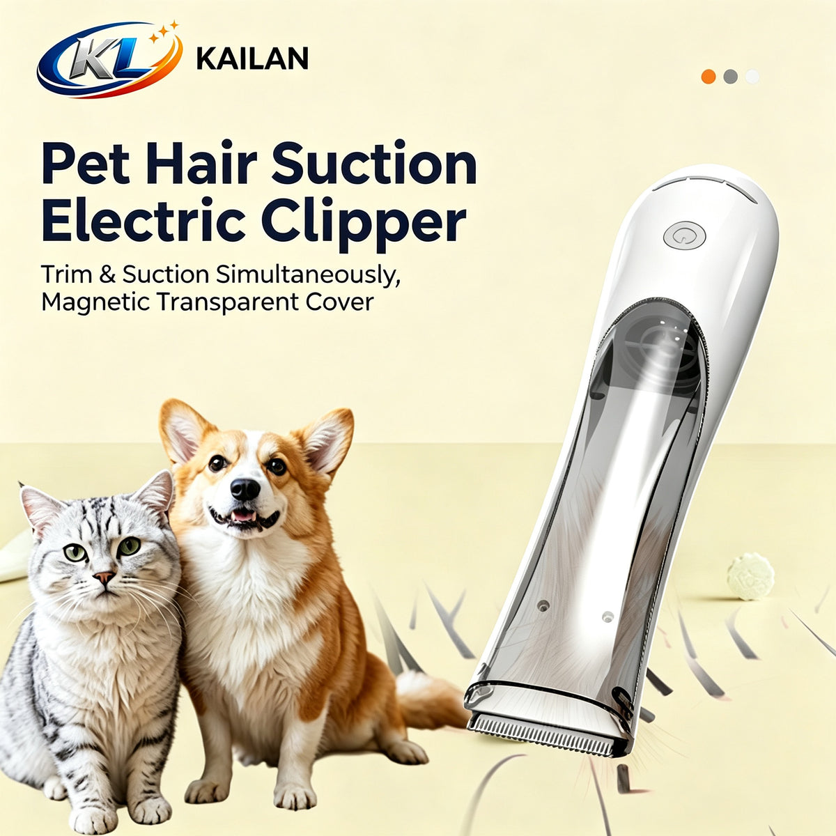DS GROOM AIR Pet Grooming Vacuum Trimmer for Dogs & Cats – Cordless Rechargeable Hair Clippers, 3 Speeds, Hair Suction, Full Body & Paw Trimmer