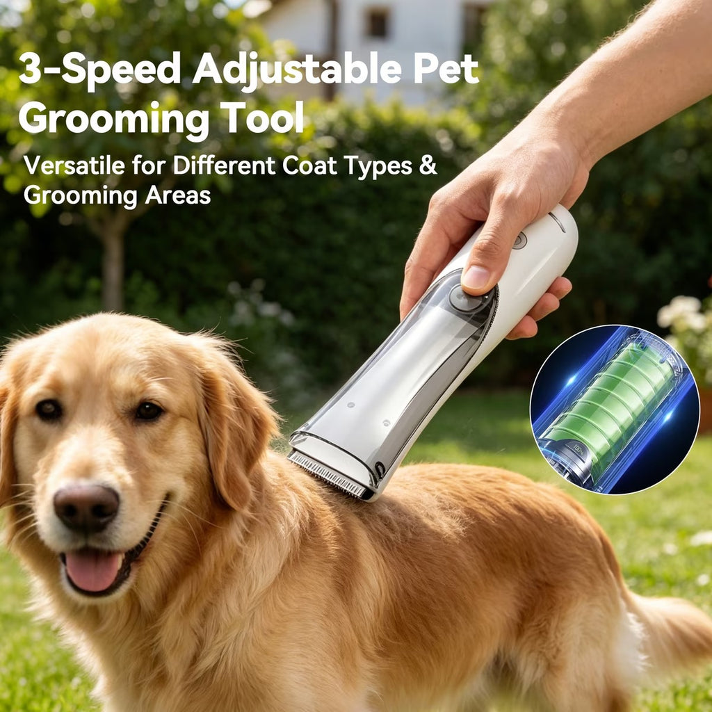 DS GROOM AIR Pet Grooming Vacuum Trimmer for Dogs & Cats – Cordless Rechargeable Hair Clippers, 3 Speeds, Hair Suction, Full Body & Paw Trimmer