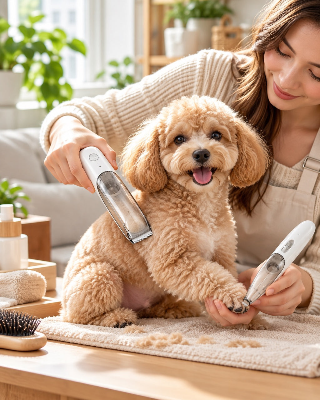 DS GROOM AIR Pet Grooming Vacuum Trimmer for Dogs & Cats – Cordless Rechargeable Hair Clippers, 3 Speeds, Hair Suction, Full Body & Paw Trimmer
